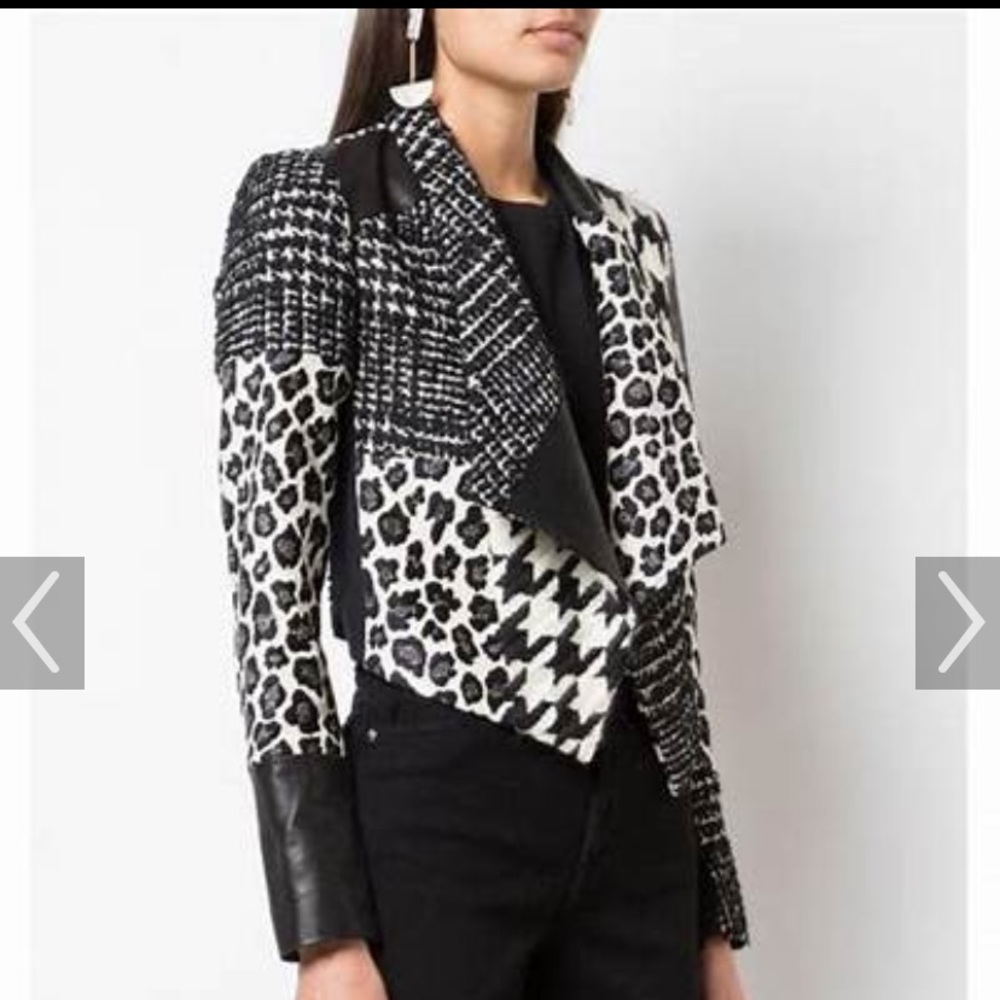 Alice and Olivia animal print patch open leather jacket - Picture 2 of 8